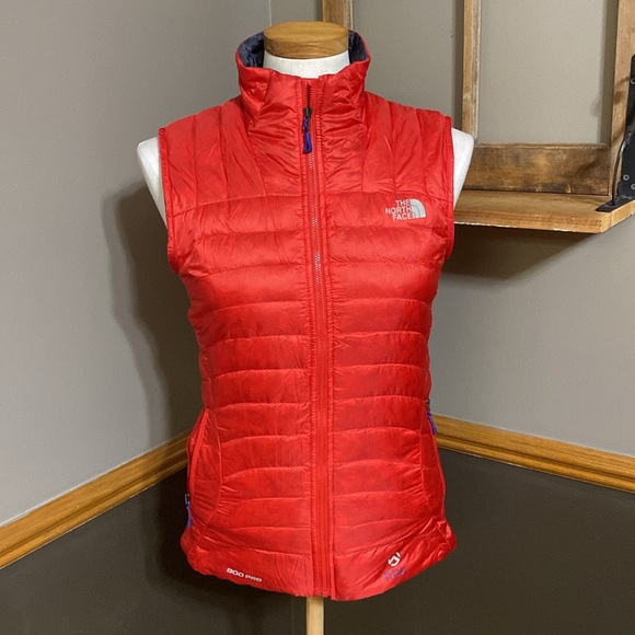 THE NORTH FACE 800 summit series quilt down orangish red & gray vest size XS - Picture 1 of 10